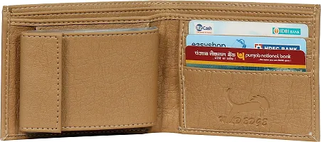 WILD EDGE Mens Bi-fold Leather Wallet | Artificial Leather Wallet for Men | Flap-Closure with Transparent Card Compartments Leather Wallet for Men (Tan)-thumb3