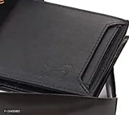 WILD EDGE Black Men's Wallet in Two-Fold/Bi-Fold Design with Zip Closure | Smart and Formal Genuine Leather Wallet for Men (Black)