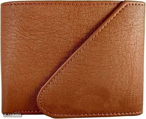 WILD EDGE Casual Tan Men's Wallet - Formal Wallet/Purse for Men - Men Tan Solid Three Fold Artificial Leather Wallet-thumb3