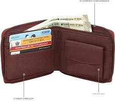 WILD EDGE Men's Wallet in Solid Design with Zip Closure Artificial Leather | Stylish Men's Two-Fold/Bi-Fold Wallet (Brown)-thumb2