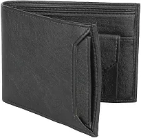 WILD EDGE Men's Wallet in Solid Design with Flap Closure Artificial Leather with Detachable Card Holder | Stylish Men's Two-Fold/Bi-Fold Wallet (Black)-thumb2