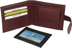 WILD EDGE Maroon Men's Wallet with Black Detachable Card Holder and Button Closure - Men Maroon Solid Two Fold Artificial Leather Wallet (Pack of 1)-thumb1