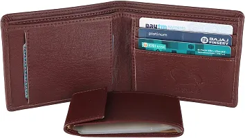 WILD EDGE Men's Wallet in Solid Design with Button Closure Artificial Leather | Smart Men's Two-Fold/Bi-Fold Wallet (Brown)-thumb2