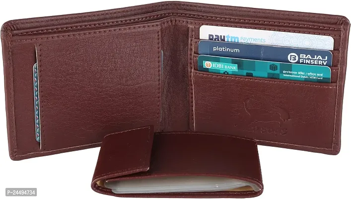 WILD EDGE Men's Wallet in Solid Design with Button Closure Artificial Leather | Smart Men's Two-Fold/Bi-Fold Wallet (Brown)-thumb3