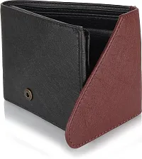 WILD EDGE Black and Burgundy Bi-Fold Men's Wallet - Formal/Casual/Stylish Artificial Leather Wallet for Men - Black-Burgundy Men's Two-Fold Purse-thumb1