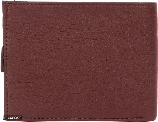 WILD EDGE Maroon Men's Wallet with Black Detachable Card Holder and Button Closure - Men Maroon Solid Two Fold Artificial Leather Wallet (Pack of 1)-thumb3