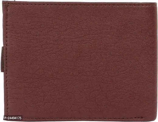 WILD EDGE Men's Stylish Wallet - Men Maroon Solid Two Fold Artificial Leather Wallet (Pack of 1)-thumb3