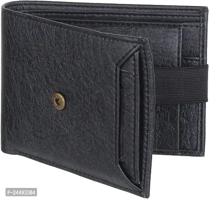 WILD EDGE Wallet for Men with Card Holder - Black Artificial Leather Wallet in Solid Design - Minimal Thin Pocket Wallet (Black)