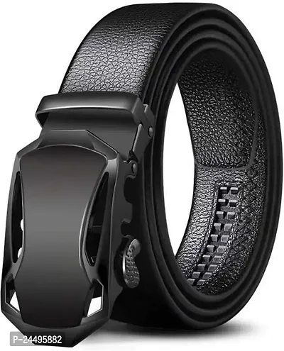 WILD EDGE Men's Black Belt, Light weight special PU Leather belt for Men, Black Belt Gift Box-thumb0