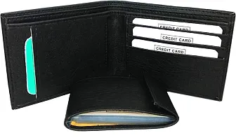 WILD EDGE Black Bi-Fold Men's Wallet - Formal/Casual/Stylish Artificial Leather Wallet for Men - Black Men's Two-Fold Purse-thumb2