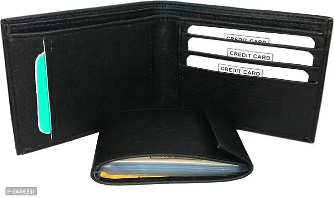 WILD EDGE Black Bi-Fold Men's Wallet - Formal/Casual/Stylish Artificial Leather Wallet for Men - Black Men's Two-Fold Purse-thumb3