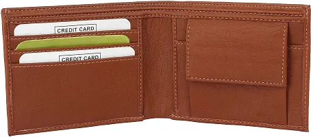 WILD EDGE Tan Men's Wallet with Brown Detachable Card Holder - Men Tan Solid Two Fold Artificial Leather Wallet (Pack of 1)-thumb4