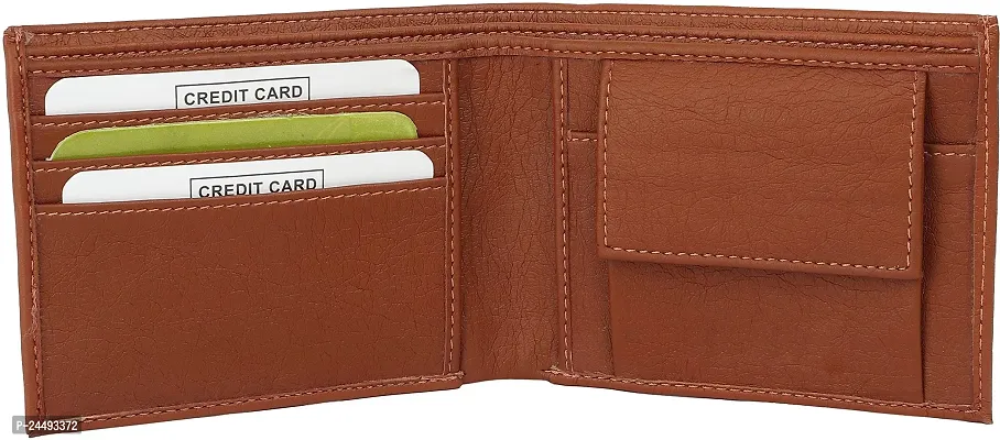 WILD EDGE Tan Men's Wallet with Brown Detachable Card Holder - Men Tan Solid Two Fold Artificial Leather Wallet (Pack of 1)-thumb5