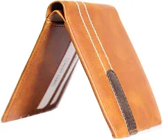 WILD EDGE Tan Men's Wallet / Card Holder - Men Tan Solid Two Fold Wallet (Pack of 1)-thumb3