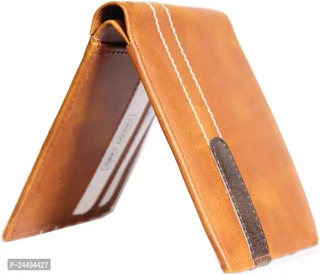 WILD EDGE Tan Men's Wallet / Card Holder - Men Tan Solid Two Fold Wallet (Pack of 1)-thumb4