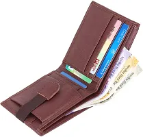 WILD EDGE Mens Bi-fold Leather Wallet | Artificial Leather Wallet for Men with Detachable Card Holder | Crunch Leather Wallet for Men (Brown)-thumb1