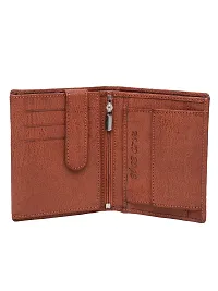 WILD EDGE Genuine Leather Brown Card Holder/Wallet with Button Closure for Men/Women - Stylish Leather Card Holder/Wallet with Currency Compartment and Card Pocket (Pack of 1)-thumb3