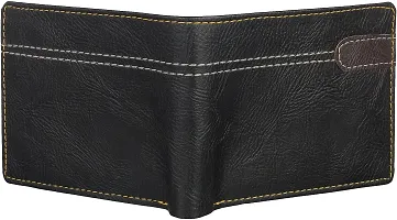 WILD EDGE Black Handcrafted Formal and Stylish Wallet - Artificial Leather Wallet for Men - Slim Bi-fold Stylish Wallet for Men (Pack of 1)-thumb1