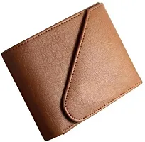 WILD EDGE Casual Tan Men's Wallet - Formal Wallet/Purse for Men - Men Tan Solid Three Fold Artificial Leather Wallet-thumb1