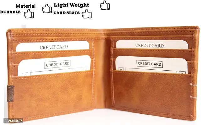 WILD EDGE Tan Men's Wallet / Card Holder - Men Tan Solid Two Fold Wallet (Pack of 1)-thumb3