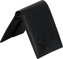 WILD EDGE Mens Bi-fold Leather Wallet | Artificial Leather Wallet for Men | Crunch Leather Wallet for Men (Black)-thumb1