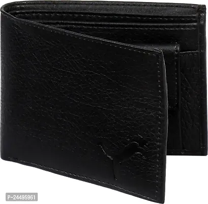 WILD EDGE Mens Bi-fold Leather Wallet | Artificial Leather Wallet for Men | Crunch Leather Wallet for Men (Black)