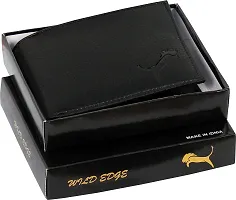 WILD EDGE Mens Bi-fold Leather Wallet | Artificial Leather Wallet for Men | Crunch Leather Wallet for Men (Black)-thumb3