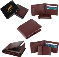 WILD EDGE Men's Wallet in Solid Design with Button Closure Artificial Leather | Smart Men's Two-Fold/Bi-Fold Wallet (Brown)-thumb4