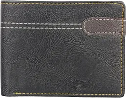 WILD EDGE Black Handcrafted Formal and Stylish Wallet - Artificial Leather Wallet for Men - Slim Bi-fold Stylish Wallet for Men (Pack of 1)-thumb2