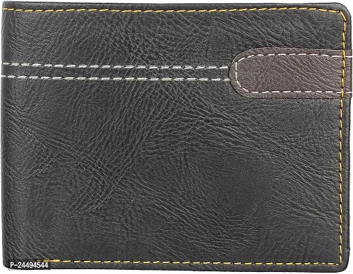 WILD EDGE Black Handcrafted Formal and Stylish Wallet - Artificial Leather Wallet for Men - Slim Bi-fold Stylish Wallet for Men (Pack of 1)-thumb3