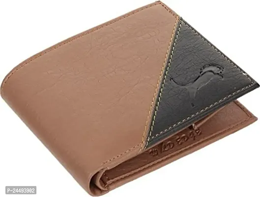 WILD EDGE Artificial Leather Wallet with Bi-Fold Closure and Colorblocked Design for Men - Versatile Leather Men's Wallet (Brown-Black)-thumb0