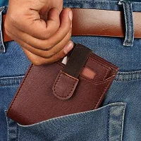 WILD EDGE Mens Bi-fold Leather Wallet | Artificial Leather Wallet for Men with Detachable Card Holder | Crunch Leather Wallet for Men (Brown)-thumb4