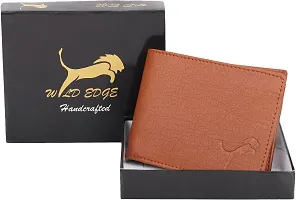 WILD EDGE Men's Wallet in Solid Design with Flap Closure Artificial Leather | Smart Men's Two-Fold/Bi-Fold Wallet (Tan)-thumb1