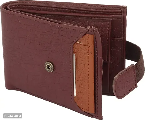 WILD EDGE Casual Brown Men's Wallet with Tan Detachable Card Holder - Formal Wallet/Purse for Men - Men Brown Solid Two Fold Artificial Leather Wallet