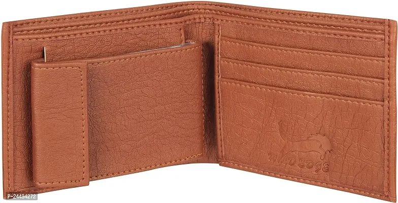 WILD EDGE Men's Stylish Wallet - Men Brown Solid and Minimal Design Two Fold Artificial Leather Wallet (Pack of 1)-thumb5