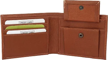 WILD EDGE Tan Men's Wallet with Brown Detachable Card Holder - Men Tan Solid Two Fold Artificial Leather Wallet (Pack of 1)-thumb3