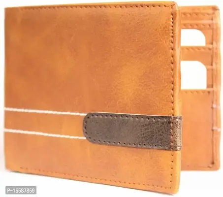 Men Tan Artificial Leather Wallet (6 Card Slots)-thumb0