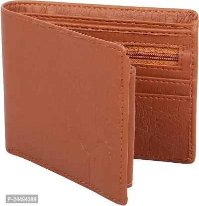 WILD EDGE Tan Men's Wallet in Two-Fold/Bi-Fold Design with Flap Closure | Smart and Formal Artificial Leather Wallet for Men-thumb0