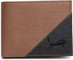 WILD EDGE Artificial Leather Wallet with Bi-Fold Closure and Colorblocked Design for Men - Versatile Leather Men's Wallet (Brown-Black)-thumb1