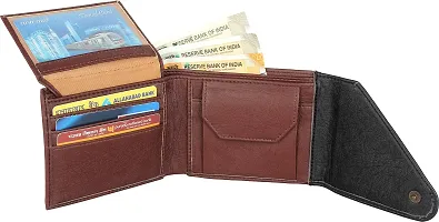 WILD EDGE Casual Brown-Black Men's Colorblocked Stylish Artificial Leather Wallet - Formal Wallet/Purse for Men - Men Black-Brown Solid Two Fold Wallet-thumb2