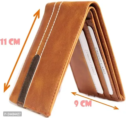 WILD EDGE Tan Men's Wallet / Card Holder - Men Tan Solid Two Fold Wallet (Pack of 1)-thumb5