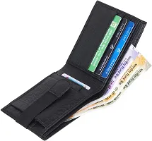 WILD EDGE Wallet for Men with Card Holder - Black Artificial Leather Wallet in Solid Design - Minimal Thin Pocket Wallet (Black)-thumb1