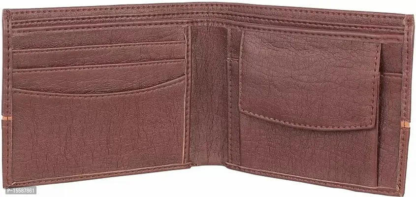 Men Brown Artificial Leather Wallet (5 Card Slots)