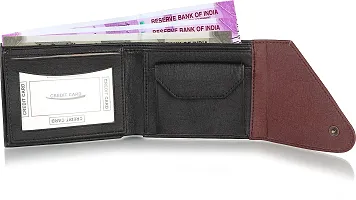 WILD EDGE Black and Burgundy Bi-Fold Men's Wallet - Formal/Casual/Stylish Artificial Leather Wallet for Men - Black-Burgundy Men's Two-Fold Purse-thumb2