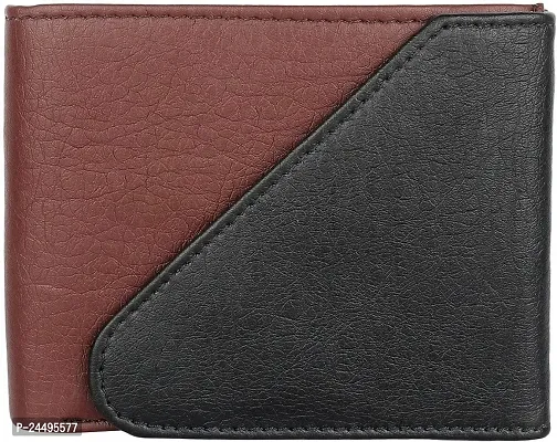 WILD EDGE Casual Brown-Black Men's Colorblocked Stylish Artificial Leather Wallet - Formal Wallet/Purse for Men - Men Black-Brown Solid Two Fold Wallet