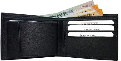 WILD EDGE Black Bi-Fold Men's Wallet - Formal/Casual/Stylish Artificial Leather Wallet for Men - Black Men's Two-Fold Purse-thumb3