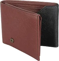 WILD EDGE Casual Brown-Black Men's Colorblocked Stylish Artificial Leather Wallet - Formal Wallet/Purse for Men - Men Black-Brown Solid Two Fold Wallet-thumb1