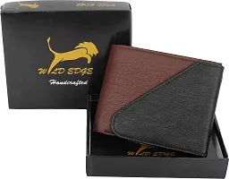 WILD EDGE Casual Brown-Black Men's Colorblocked Stylish Artificial Leather Wallet - Formal Wallet/Purse for Men - Men Black-Brown Solid Two Fold Wallet-thumb4