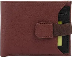 WILD EDGE Maroon Men's Wallet with Black Detachable Card Holder and Button Closure - Men Maroon Solid Two Fold Artificial Leather Wallet (Pack of 1)-thumb3