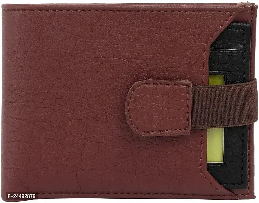 WILD EDGE Maroon Men's Wallet with Black Detachable Card Holder and Button Closure - Men Maroon Solid Two Fold Artificial Leather Wallet (Pack of 1)-thumb4